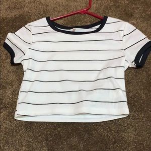 White crop top with black stripes
